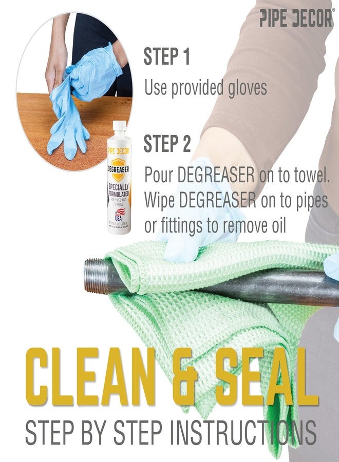 PIPE DECOR PIPE DÉCOR Degreaser Kit Cleans and Protects Pipe Décor Kits and Projects Includes 16 oz Degreaser, 4 oz Sealer, Rag for Degreaser, Applicator Brush for Sealer - Image 4
